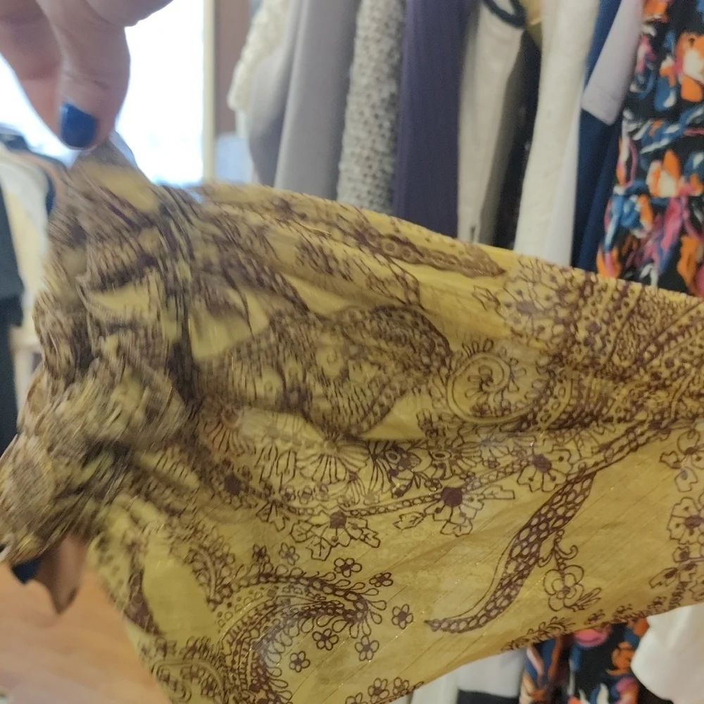 Boho Paisley Long Sleeve Maxi Dress - Mustard/Brown - Picture 9 of 12